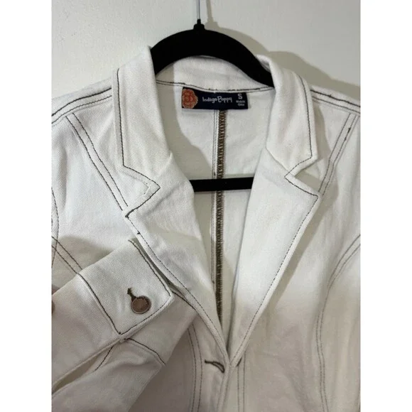 Indigo Poppy White Belted Shirt Dress Button-Down Collared Long Sleeve Size S - Picture 4 of 8